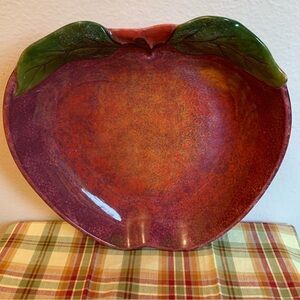 CLAY ART Florentine ceramic apple shaped serving tray platter bowl hand painted